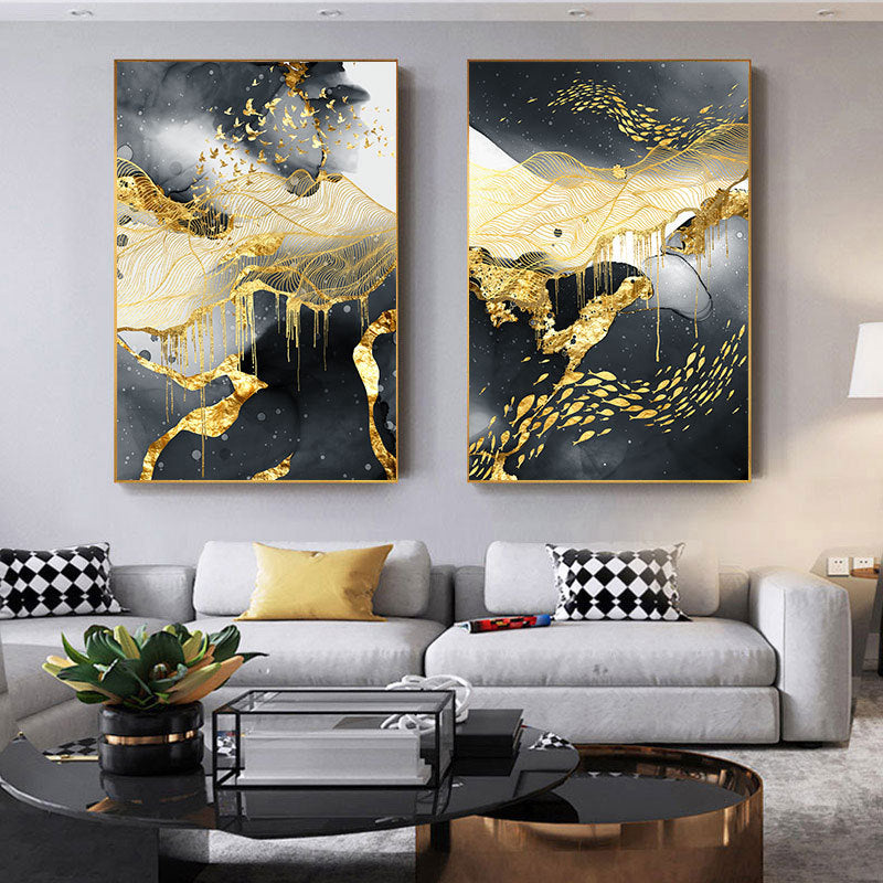 Golden Black And White Wall Art Posters